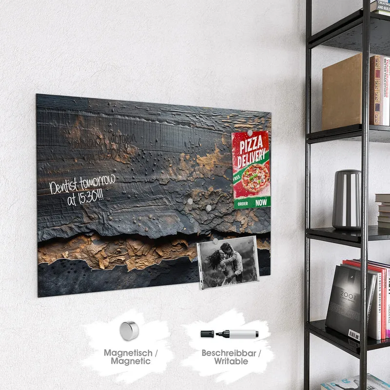 Glas Magnettafel - Verkohltes Holz