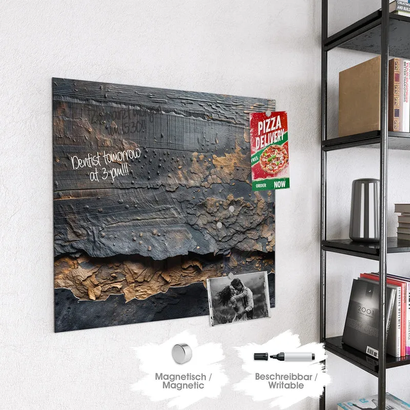 Glas Magnettafel - Verkohltes Holz