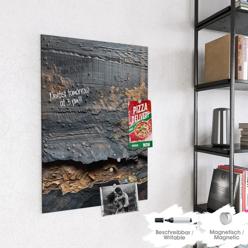 Glas Magnettafel - Verkohltes Holz