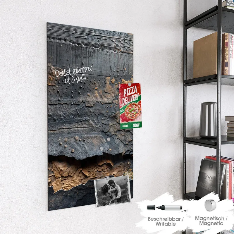 Glas Magnettafel - Verkohltes Holz