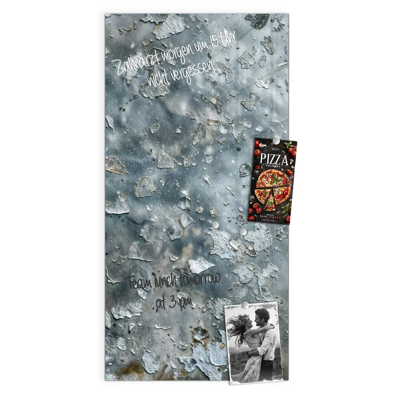 Glas Magnettafel - Abgeplatztes Graublau