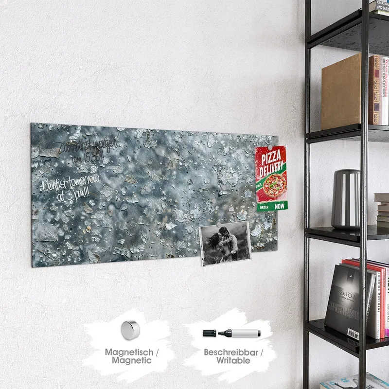 Glas Magnettafel - Abgeplatztes Graublau