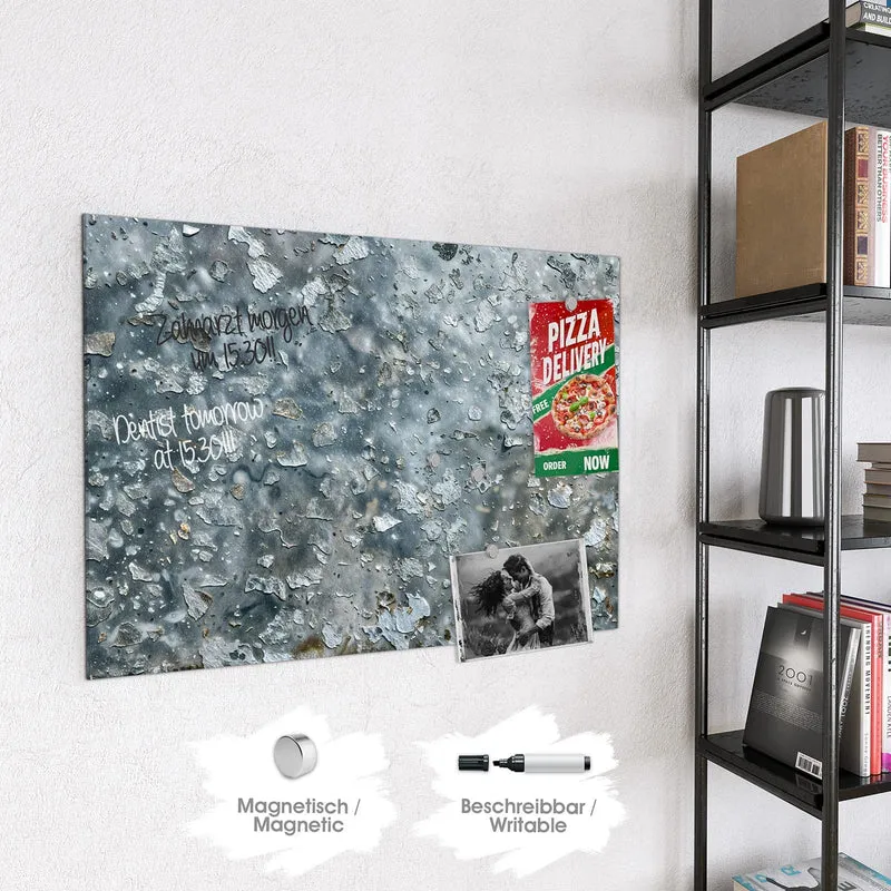 Glas Magnettafel - Abgeplatztes Graublau