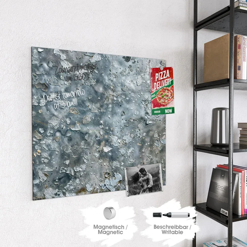 Glas Magnettafel - Abgeplatztes Graublau