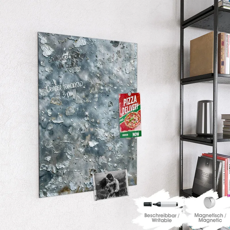 Glas Magnettafel - Abgeplatztes Graublau