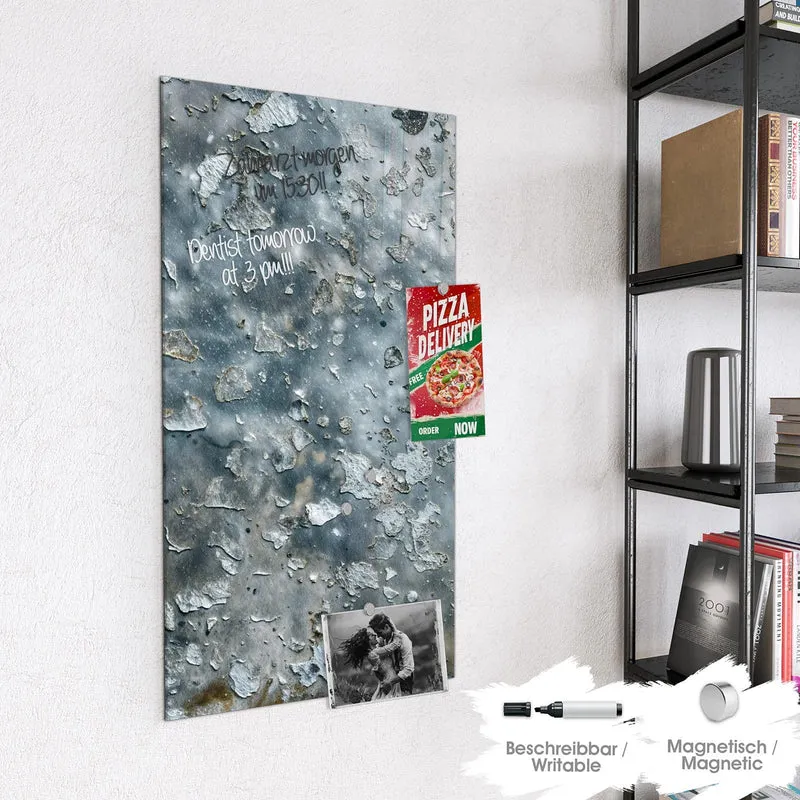 Glas Magnettafel - Abgeplatztes Graublau