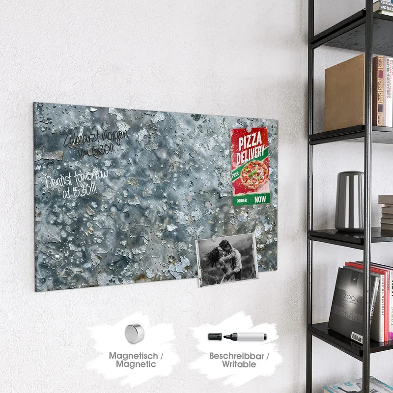 Glas Magnettafel - Abgeplatztes Graublau