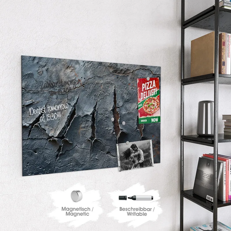 Glas Magnettafel - Rissiger Fels