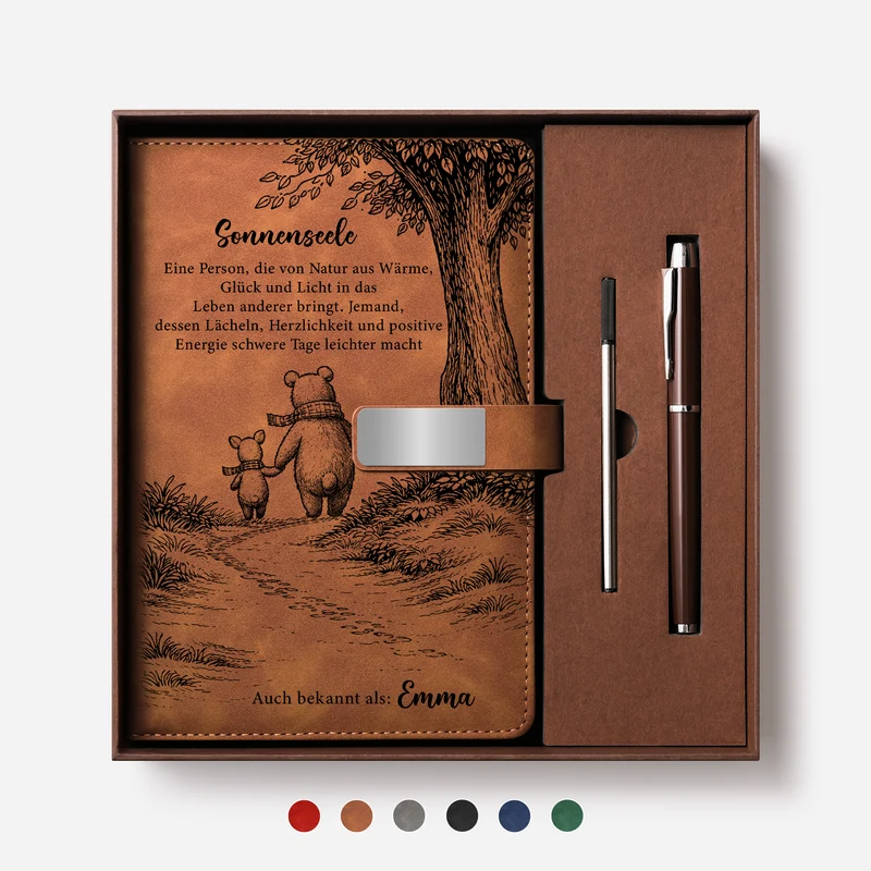Sonnenseele Bedeutung - Personalisiertes Geschenk | Notizbuch Mit Stift Freundschaft Bär