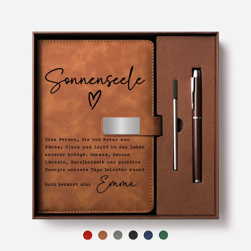 Sonnenseele Bedeutung - Personalisiertes Geschenk | Notizbuch Mit Stift Freundschaft