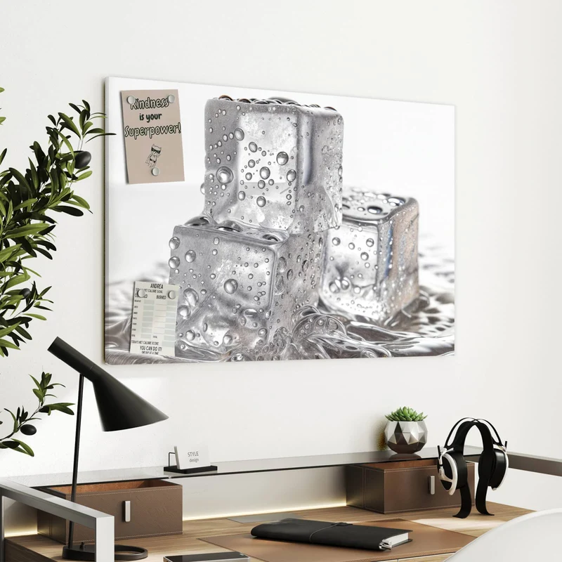 Metall Magnettafel - Drei Eiswürfel