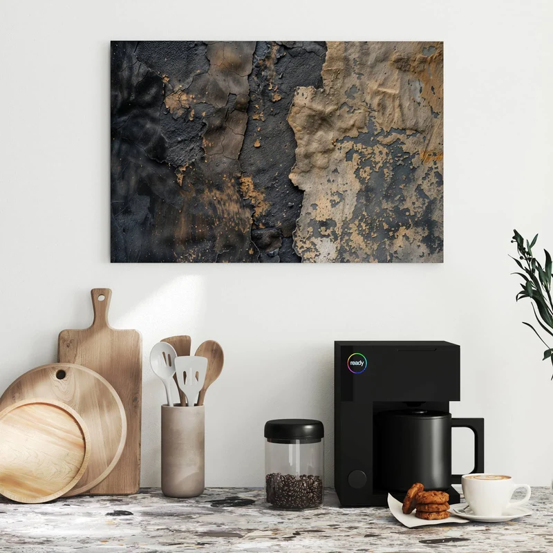 Metall Magnettafel - Ocker auf Schwarz