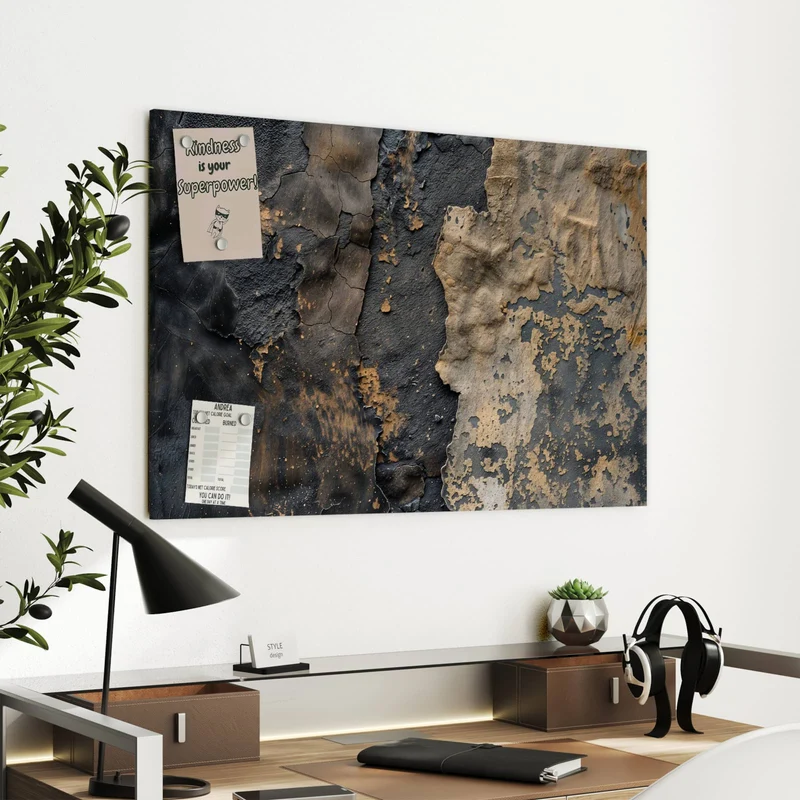 Metall Magnettafel - Ocker auf Schwarz