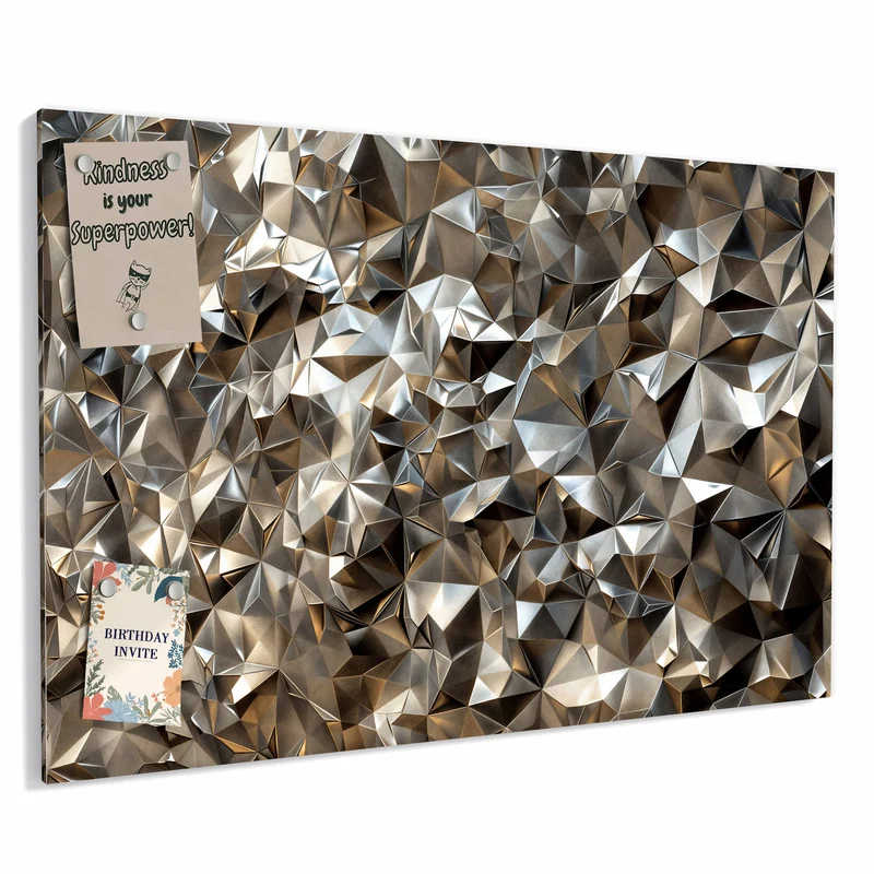 Metall Magnettafel - Facetten in Silber