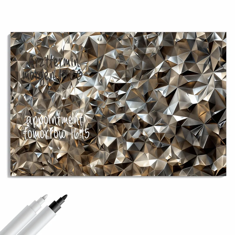Metall Magnettafel - Facetten in Silber