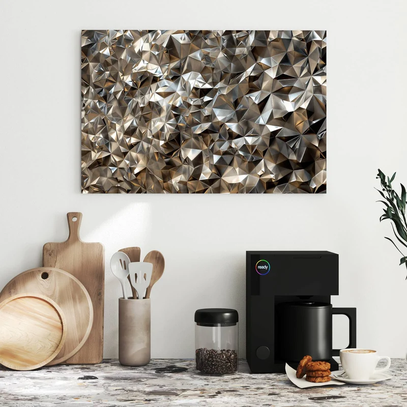 Metall Magnettafel - Facetten in Silber