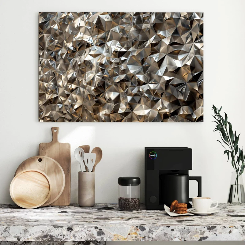 Metall Magnettafel - Facetten in Silber