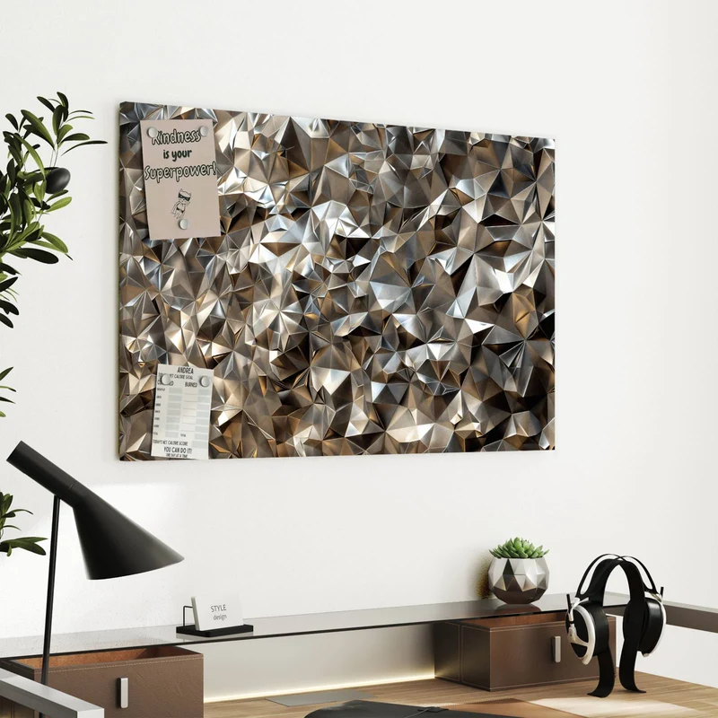 Metall Magnettafel - Facetten in Silber