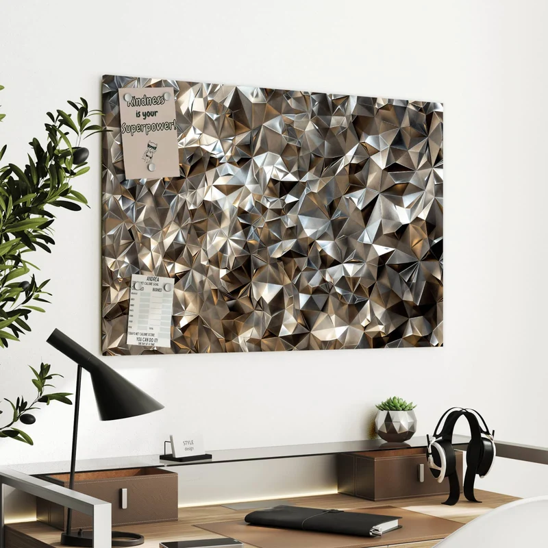 Metall Magnettafel - Facetten in Silber