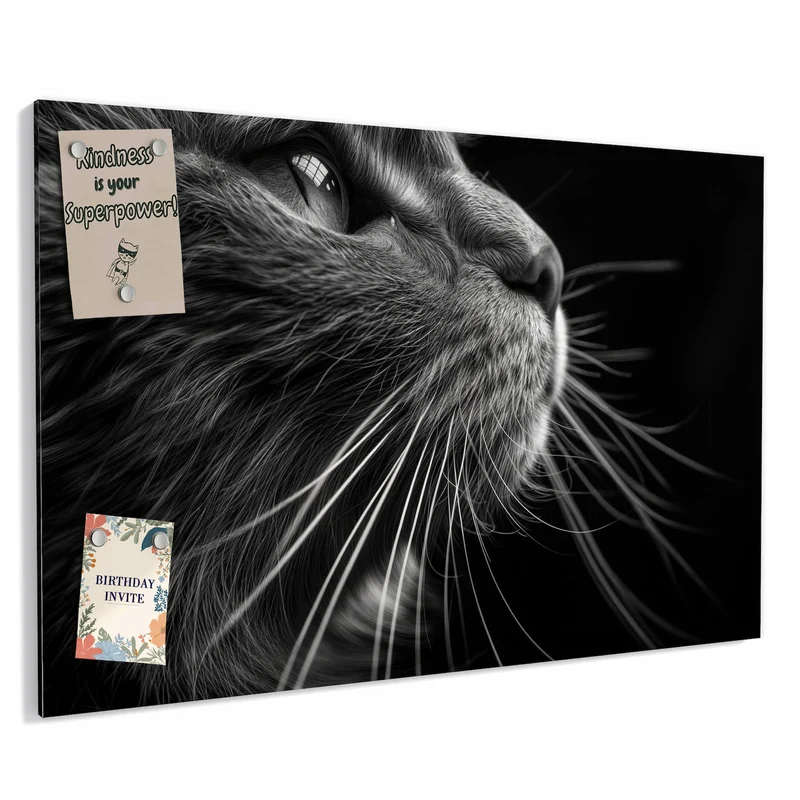 Metall Magnettafel - Katze in Schwarzweiß