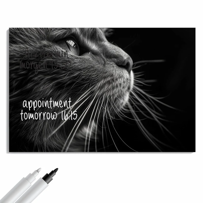Metall Magnettafel - Katze in Schwarzweiß