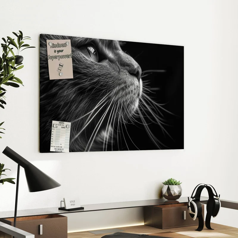 Metall Magnettafel - Katze in Schwarzweiß