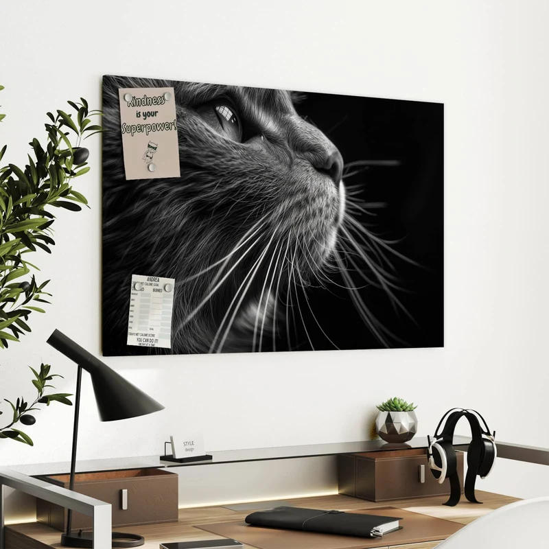 Metall Magnettafel - Katze in Schwarzweiß
