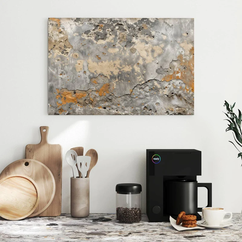 Metall Magnettafel - Putz in Grau und Ocker