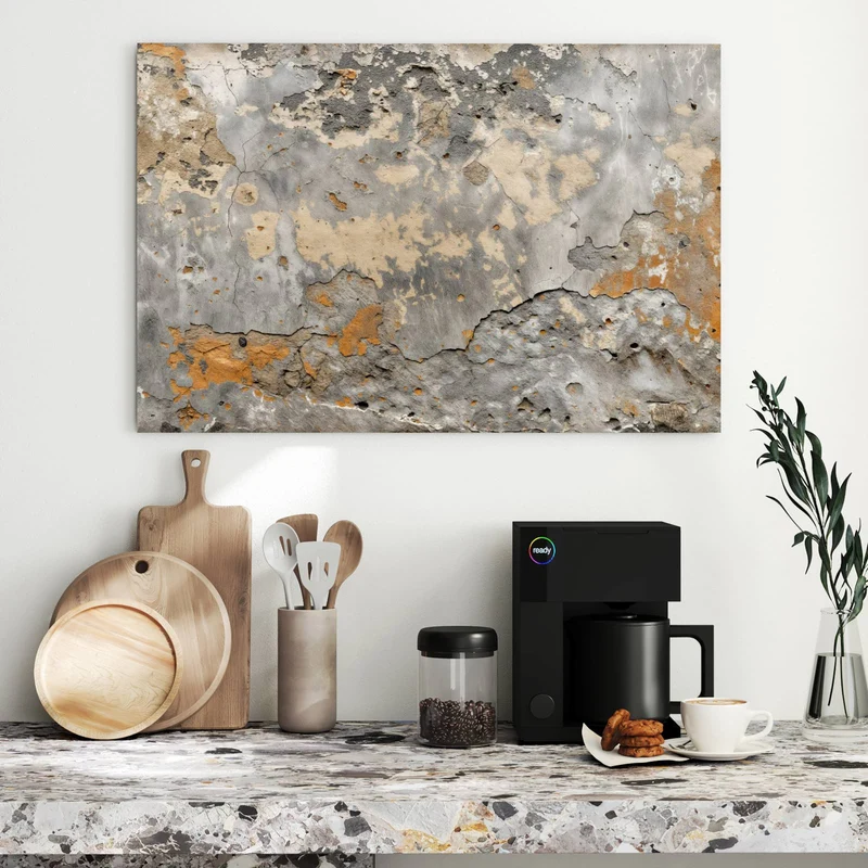 Metall Magnettafel - Putz in Grau und Ocker