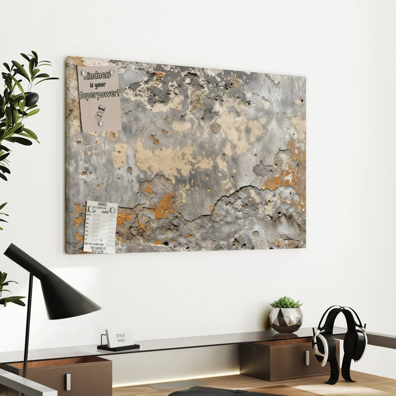 Metall Magnettafel - Putz in Grau und Ocker