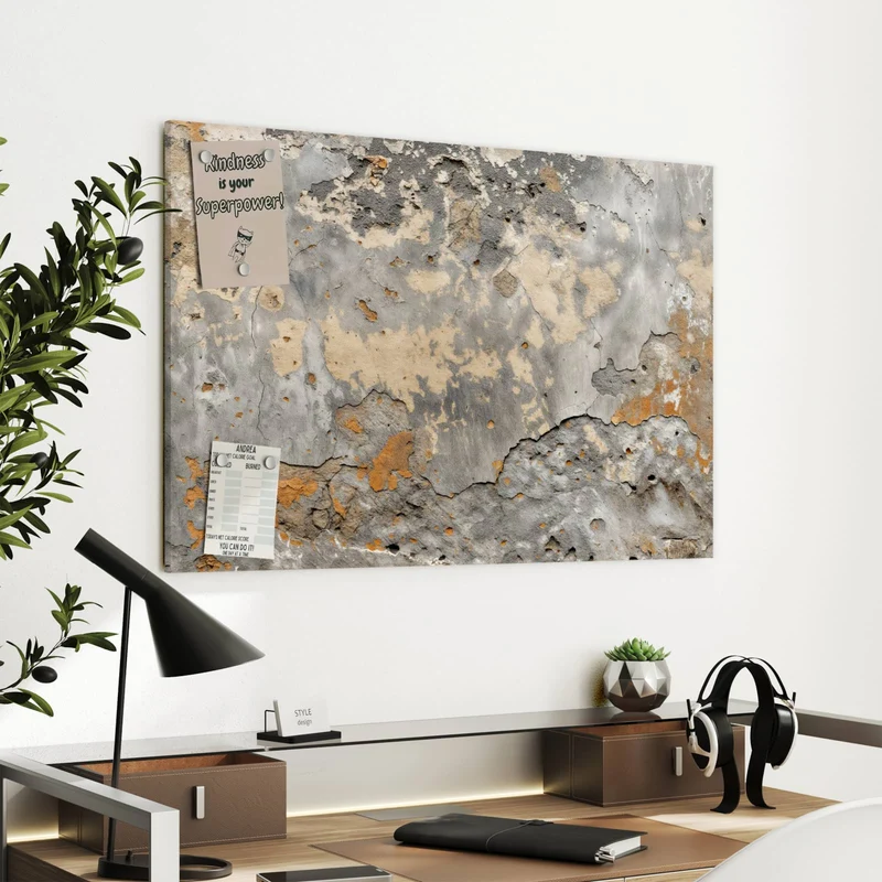 Metall Magnettafel - Putz in Grau und Ocker