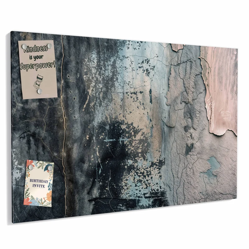 Metall Magnettafel - Rissiger Putz in Blau