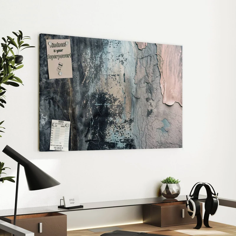 Metall Magnettafel - Rissiger Putz in Blau