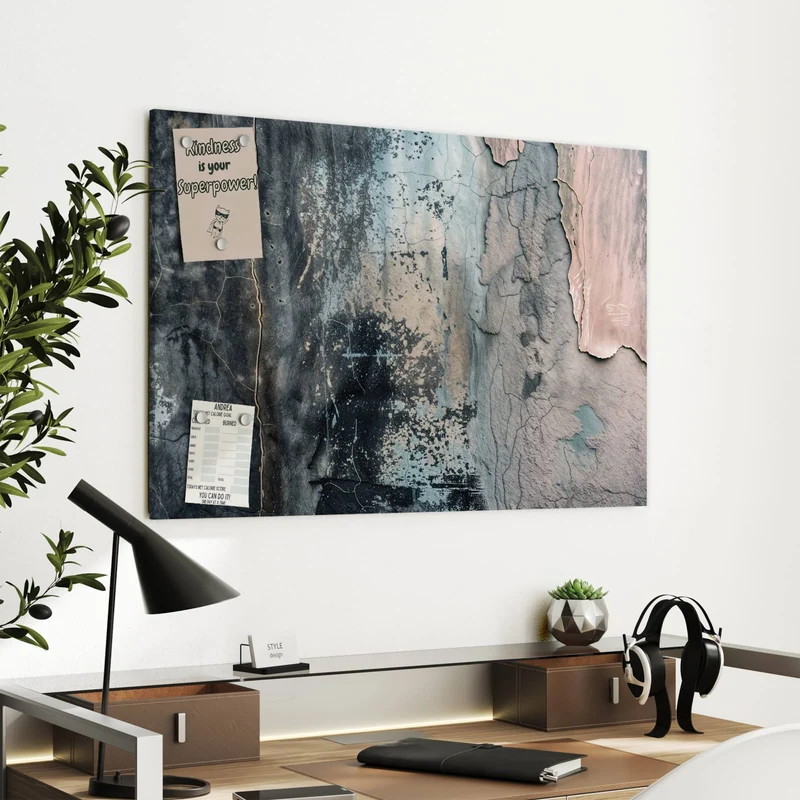 Metall Magnettafel - Rissiger Putz in Blau