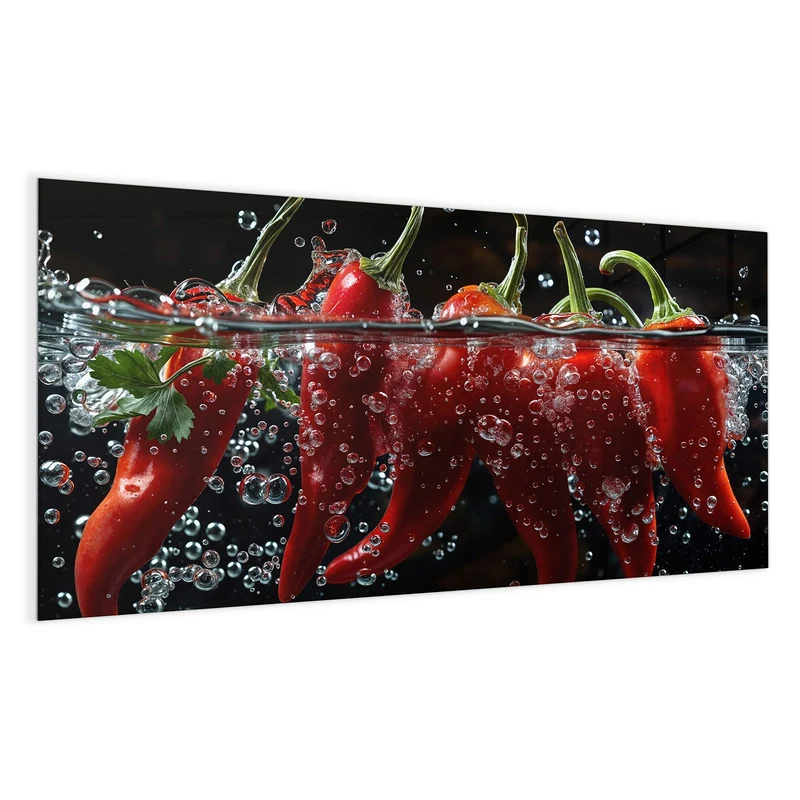 Glas Magnettafel - Chilis mit Luftblasen
