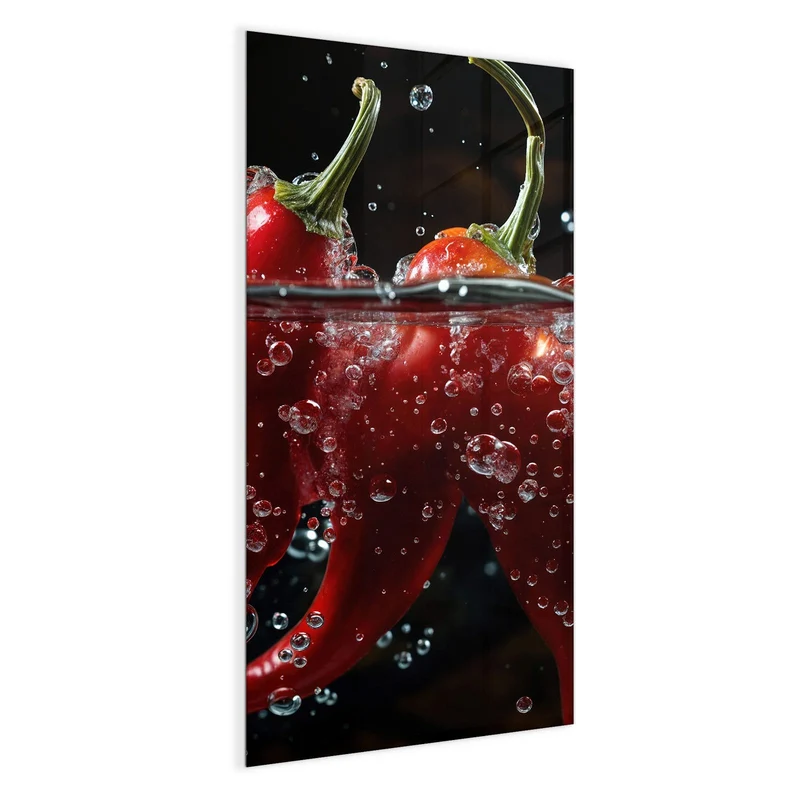 Glas Magnettafel - Chilis mit Luftblasen