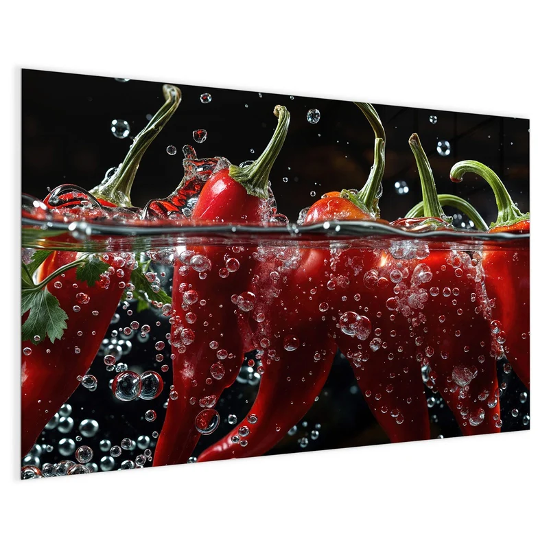 Glas Magnettafel - Chilis mit Luftblasen