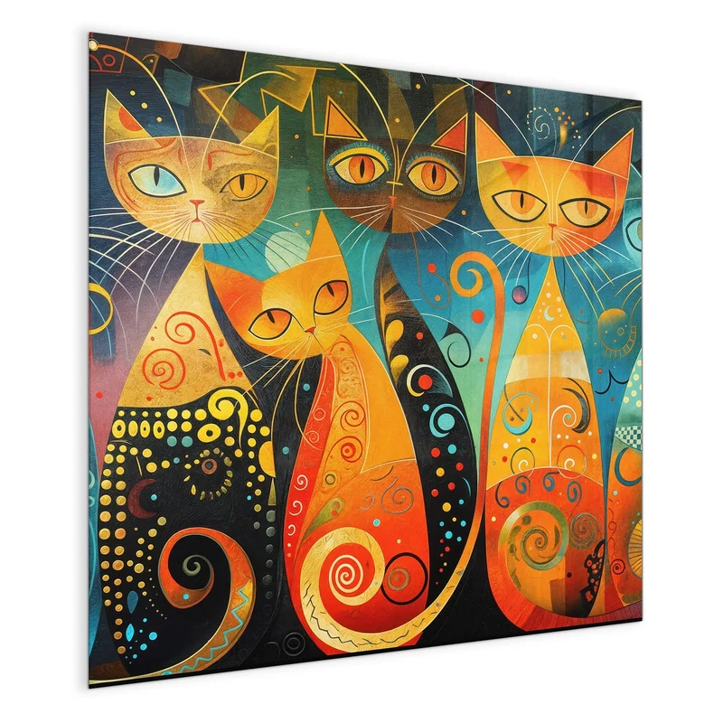 Glas Magnettafel - Verspielte Katzen