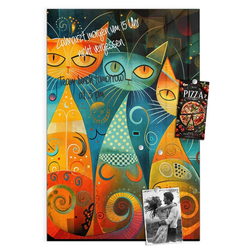 Glas Magnettafel - Verspielte Katzen