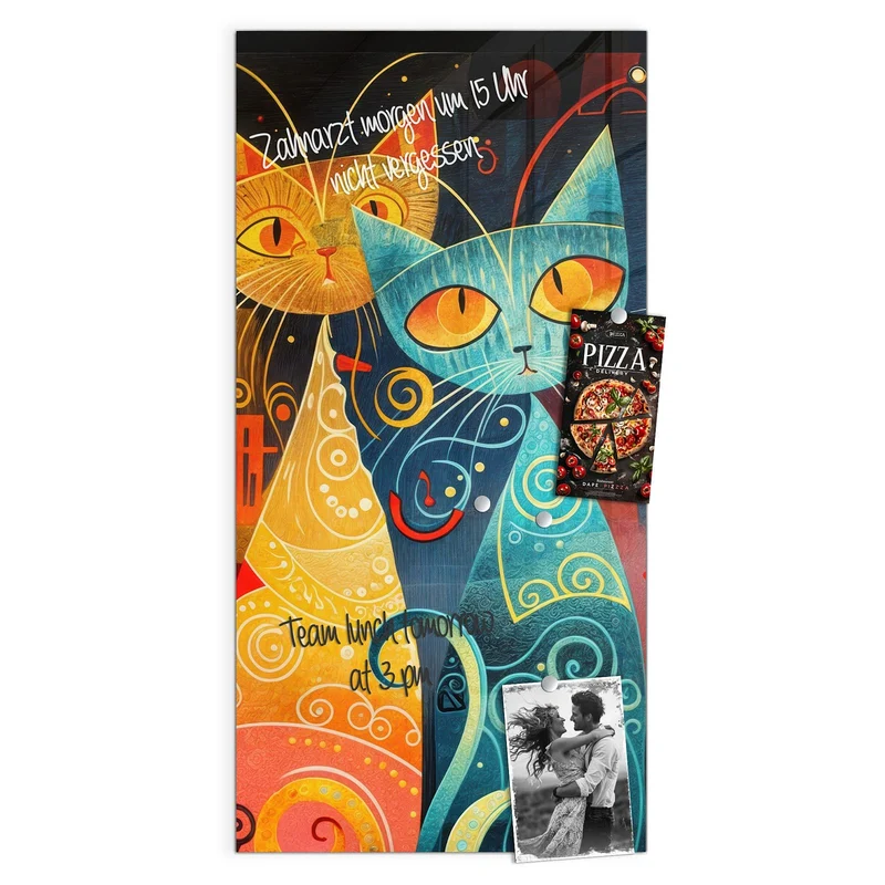 Glas Magnettafel - Verspielte Katzen