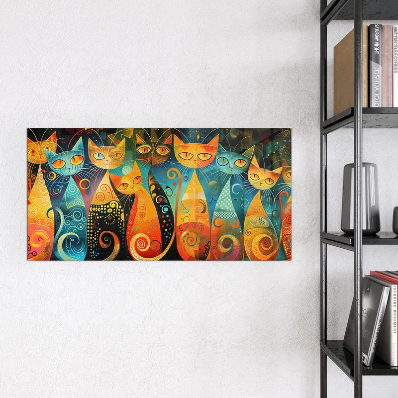Glas Magnettafel - Verspielte Katzen