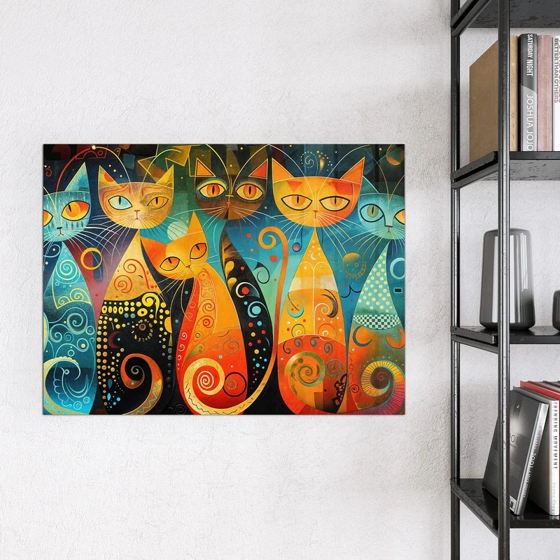 Glas Magnettafel - Verspielte Katzen