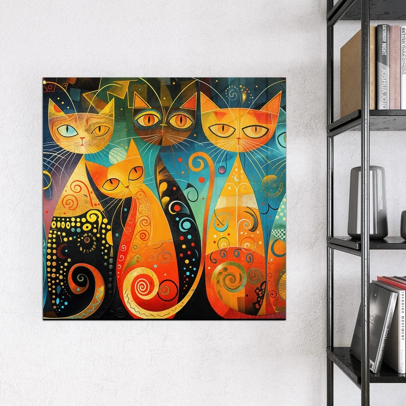Glas Magnettafel - Verspielte Katzen