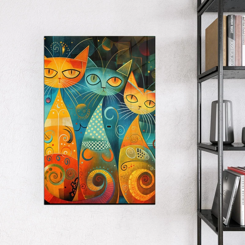 Glas Magnettafel - Verspielte Katzen