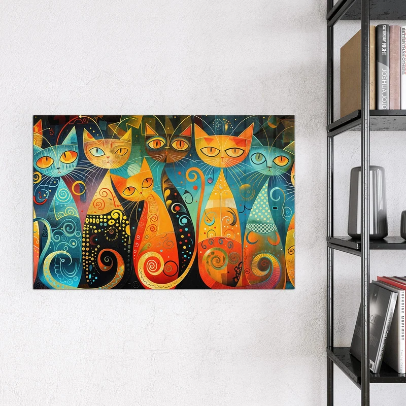 Glas Magnettafel - Verspielte Katzen