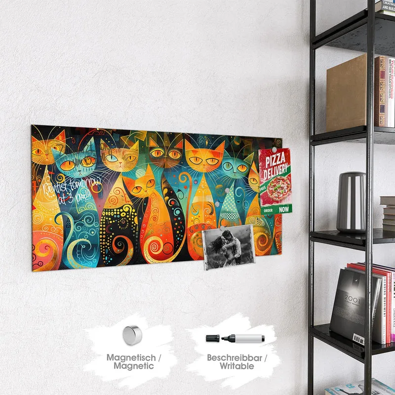 Glas Magnettafel - Verspielte Katzen