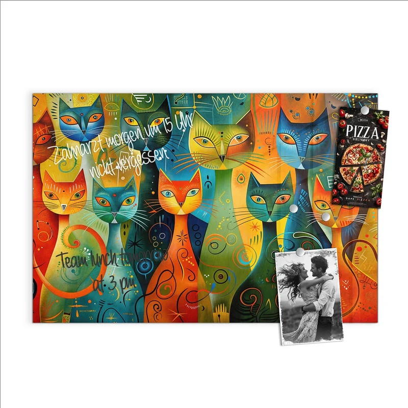 Glas Magnettafel - Gemusterte Katzen