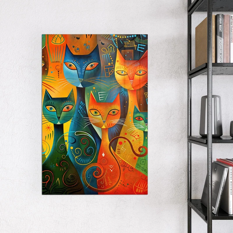 Glas Magnettafel - Gemusterte Katzen