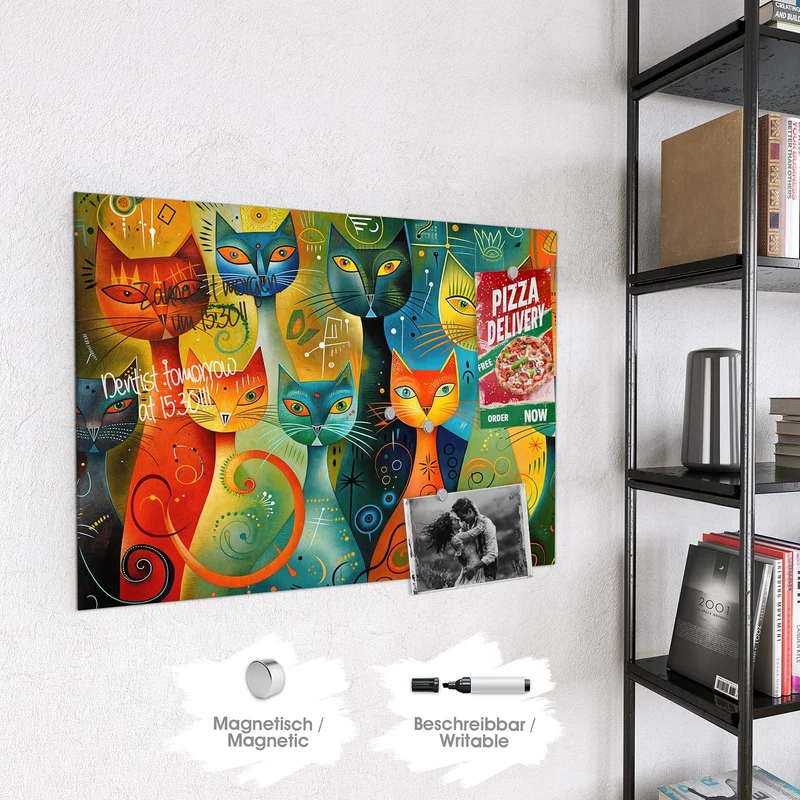 Glas Magnettafel - Gemusterte Katzen