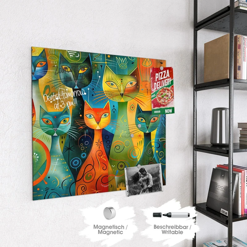 Glas Magnettafel - Gemusterte Katzen